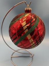 Red Green  Gold Large Glass Glitter Christmas Tree Holiday 5.5  Ornament