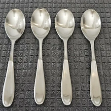 4 Dinner Soup Spoon Retroneu TIVOLI / CONTOUR Satin 18/10 Stainless China 7 5/8"