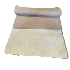King One Tan/cream Quilted Pillow Sham Circle Design 100 Cotton Newport Layton