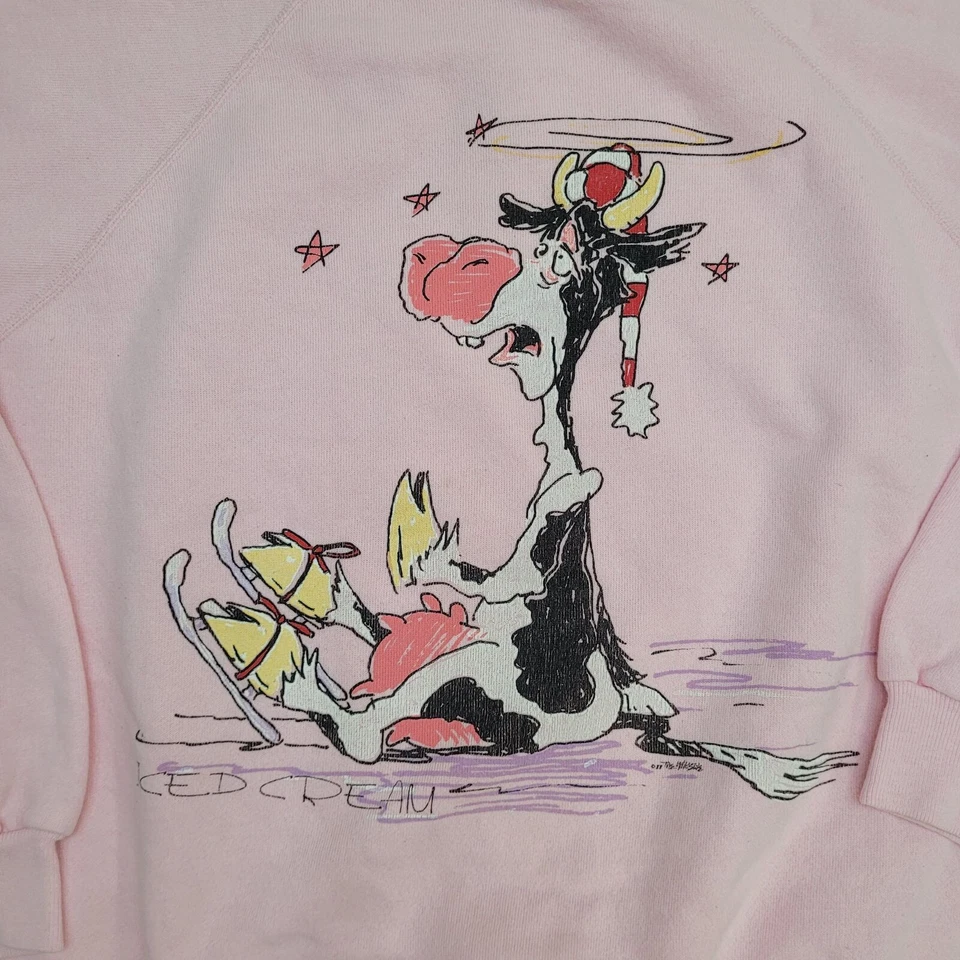 Sudadera de esquí de vaca divertida vintage 1988 para mujer XL 22x22 rosa cuadrado Foto 3 de 4