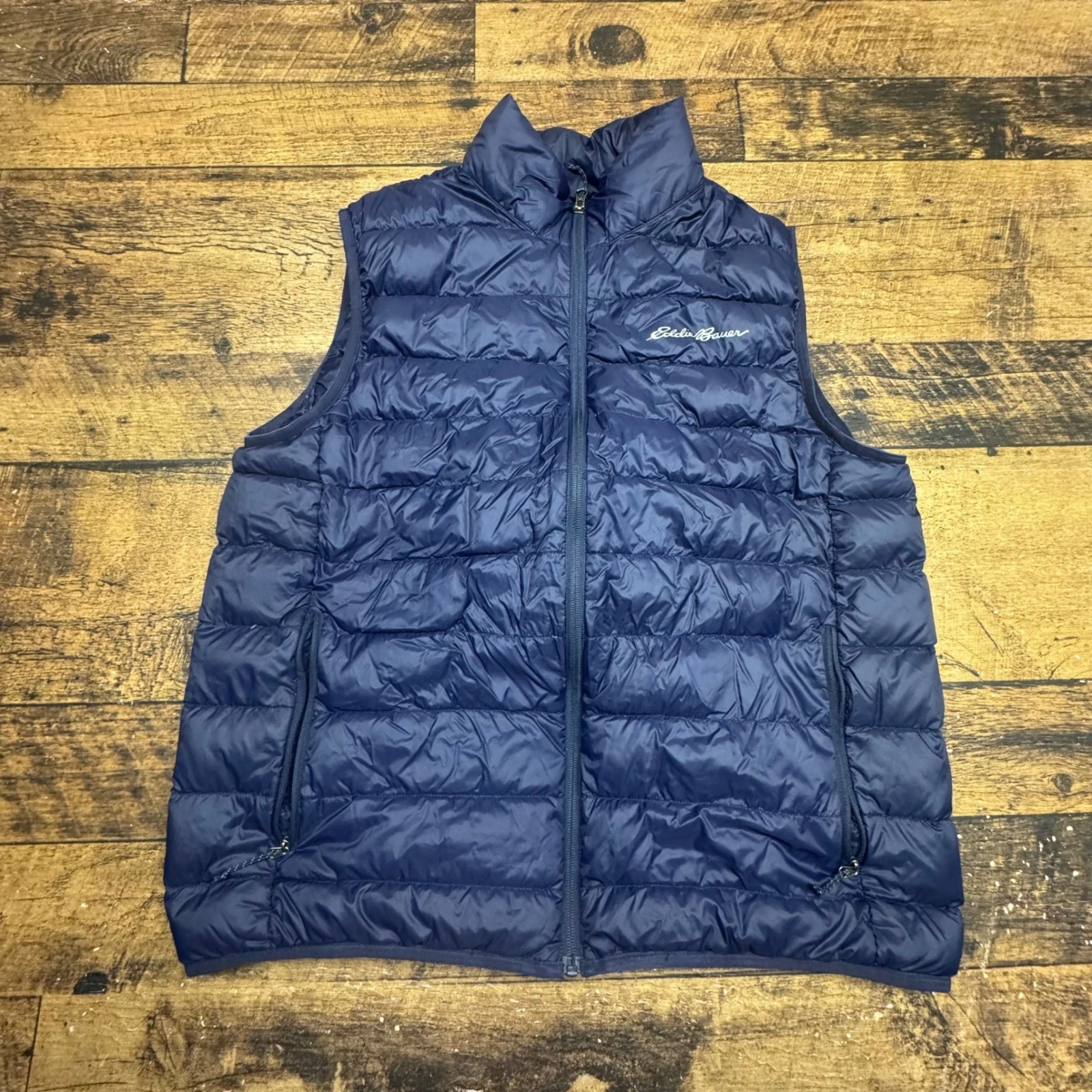 Eddie Bauer Mens Navy Blue EB650 Down Puffer Vest Full Zip Insulated