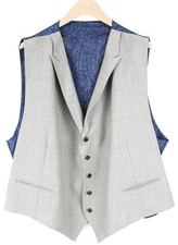 Suitsupply Ferrara Men's Waistcoat UK60R Gray Wool Slim Fit Peak Lapel Waistcoat
