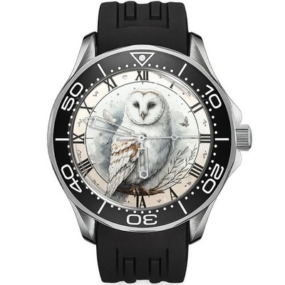 White Owl Night Predator Bird 1 Armbanduhr mit Silikonarmband