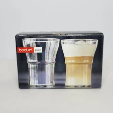 Pair of Vintage Bodum Glass Assam Tea Coffee Glasses 12 oz