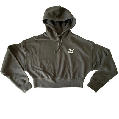NWT Puma Better Classics Cropped Hoodie Womens Size M in Black