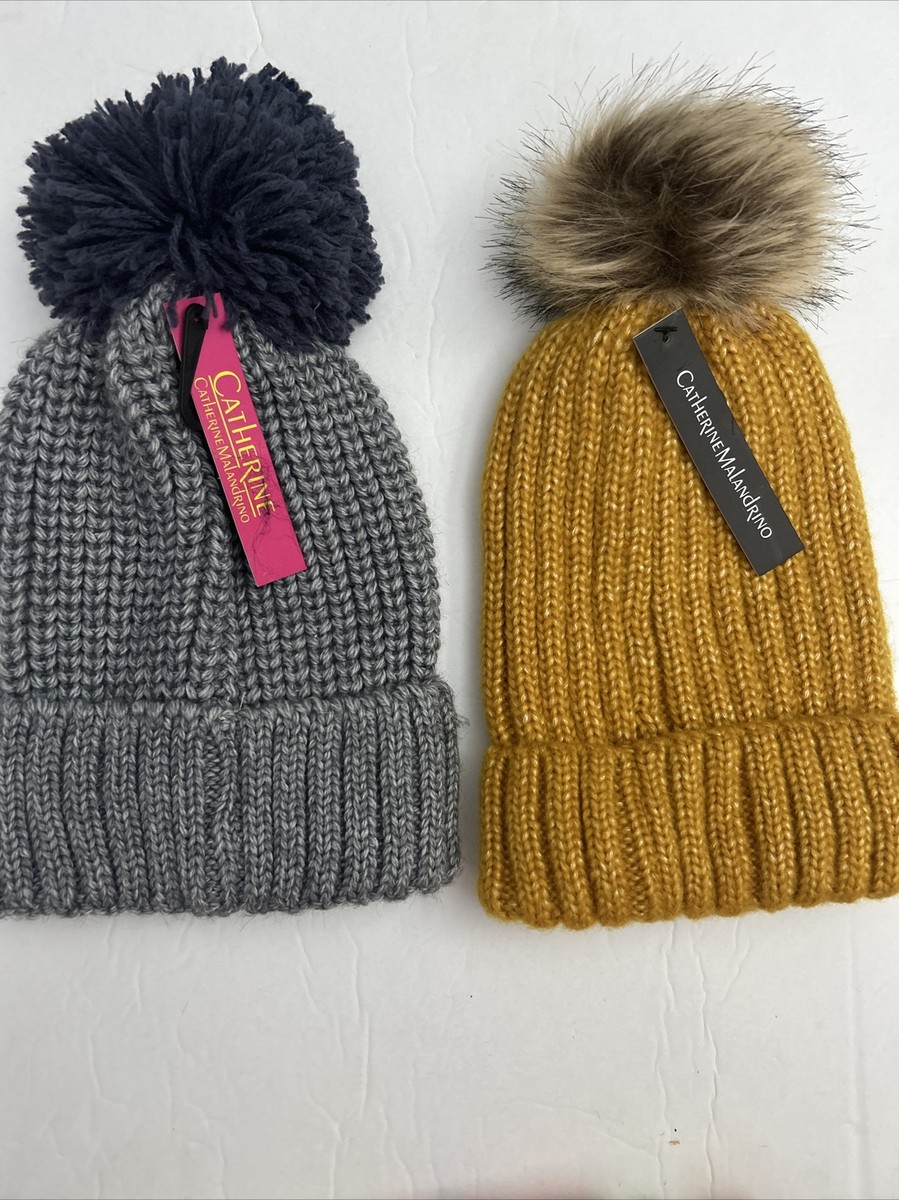 CATHERINE MALANDRINO WOMEN\'S POM POM BEANIE WINTER HAT MUSTARD YELLOW OSFM NWOT Catherine Malandrino Pom Pom Hats for Women | Mercari main image 3