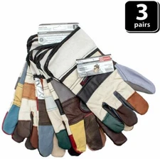 Handyman Furniture Gloves, Multi-Colored Leather, OSFM (3 Pairs)