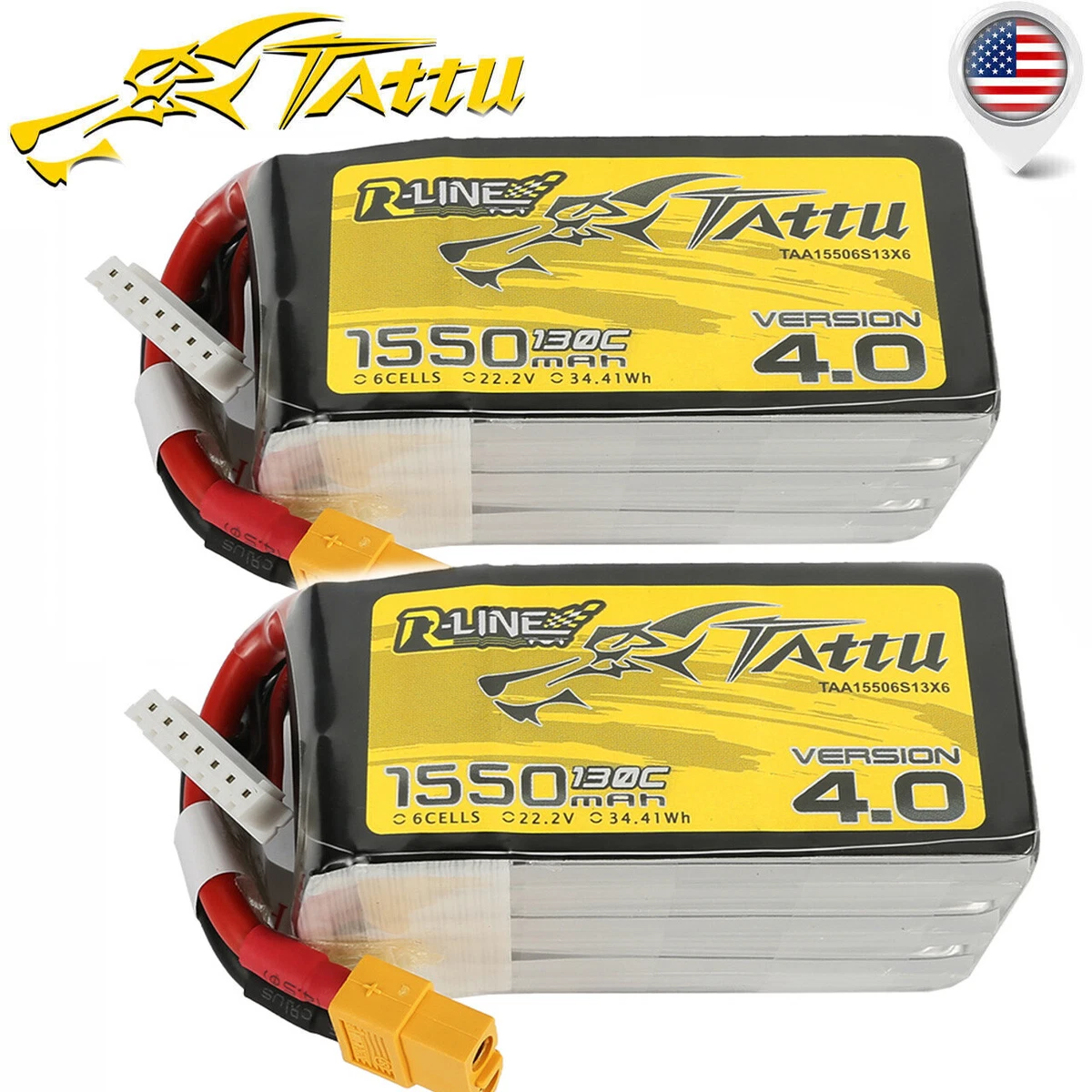 Batterie Lipo Tattu R-Line 6S 1550mAh 130C - Version 4.0 - Drone -FPV-Racer.com