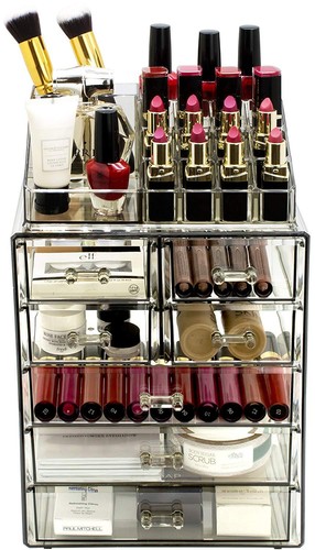 Makeup Jewelry Storage Display Case Acrylic Cosmetic Organizer Drawer Large Sets - Picture 2 of 9