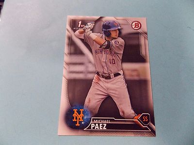 2016 Bowman Draft #BD115 Michael Paez Rookie Card New York Mets St. Lucie Mets 