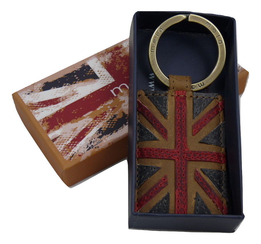 Union Jack Luxury Leather keyring with giftbox by Mala Leather 5153 29