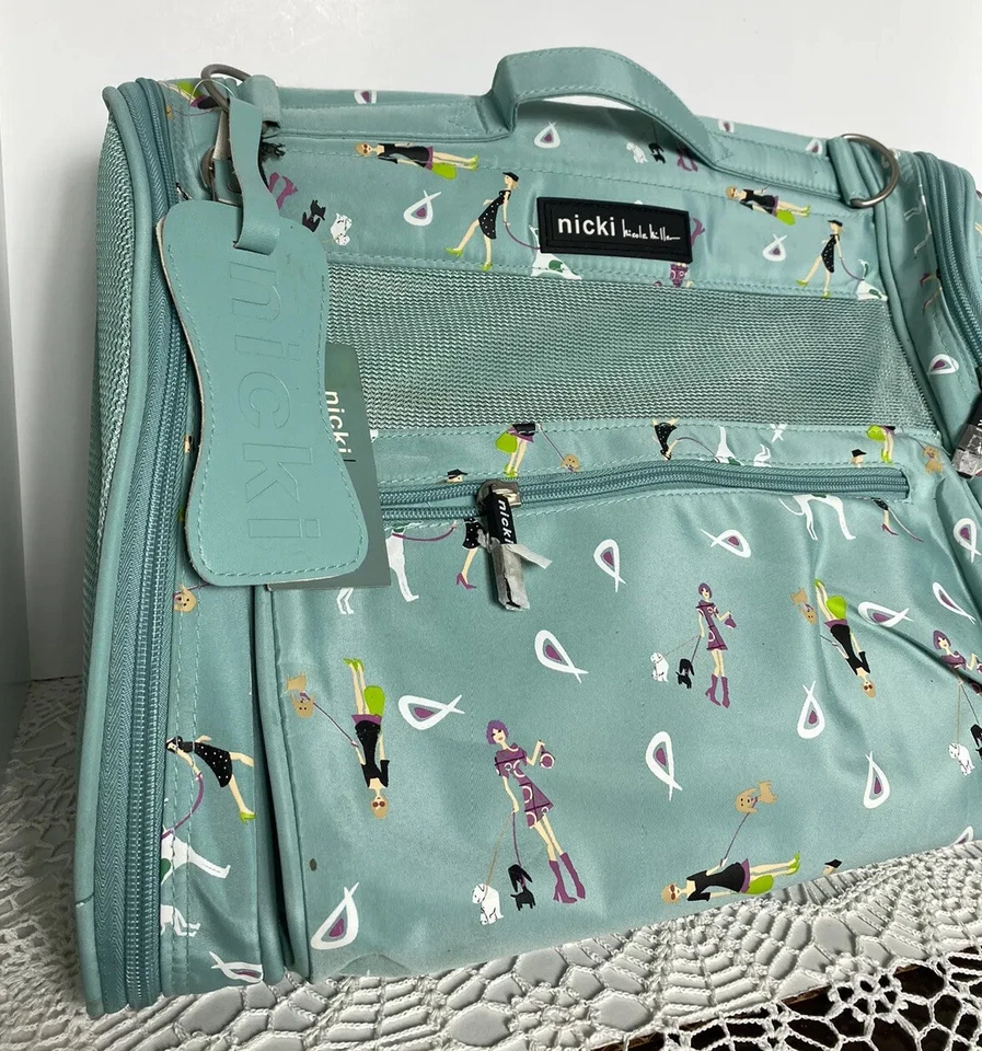 Mochila Bolso Porta Mascotas Nicole Miller Best In Show Suave Pequeño Animal Verde Nueva con Etiquetas Foto 3 de 4