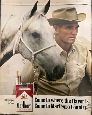 1967 Marlboro Filter Cigarettes Flavor Cowboy Vintage Magazine Print  Ad/Poster