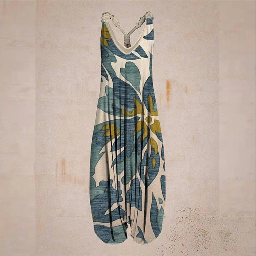 Mujeres Boho Floral Espalda Corredora Mono Damas Informal Suelto Pierna Ancha Pantalones Mameluco - Imagen 42 de 56
