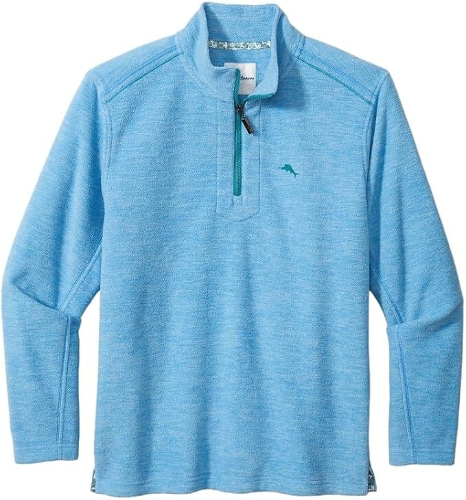 Tommy Bahama Hombre Summit Peak Vellón Media Cremallera (Azul Piscina Infinito, Pequeño)