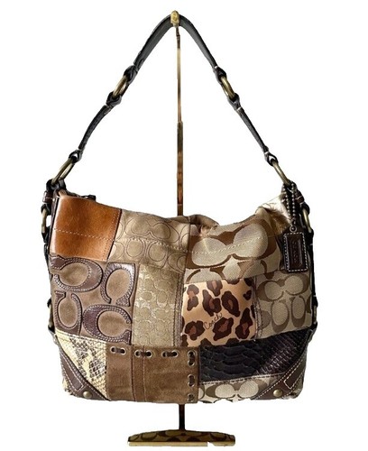Coach Carly Black Leather Turn Lock Zip Medium Tote Shoulder | eBay