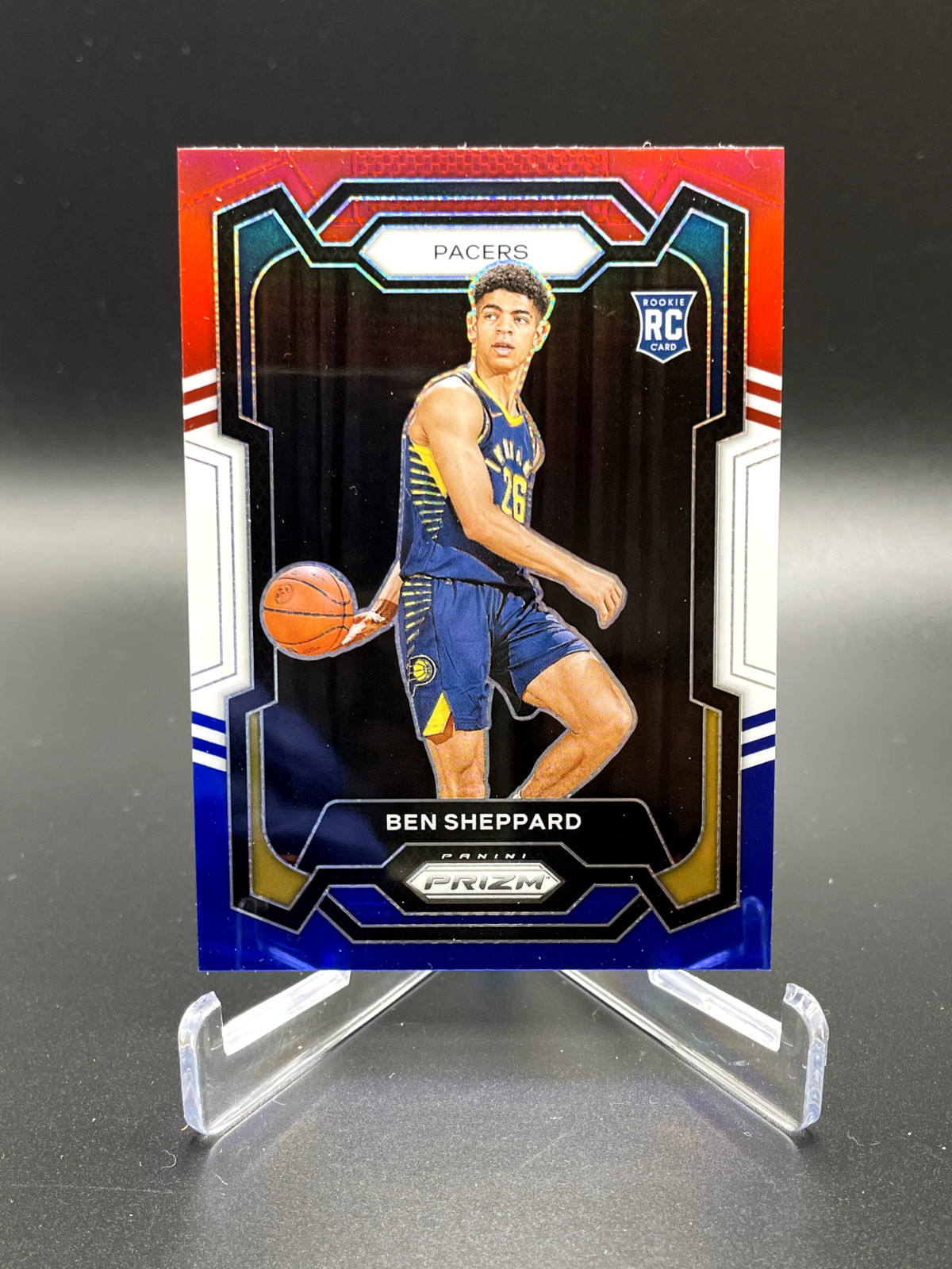2023-24 Prizm Basketball #172 Ben Sheppard Red White Blue Prizm RC Pacers