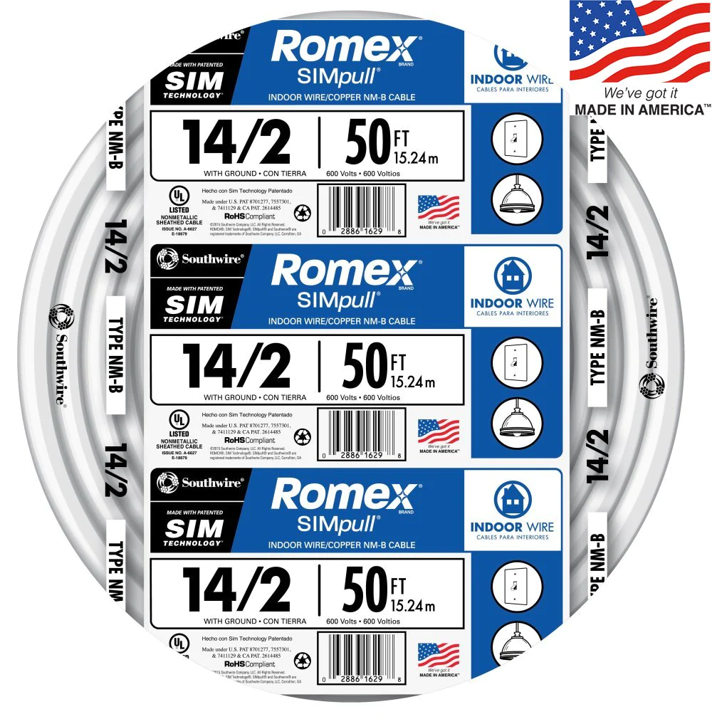 Romex Roll 14-2 AWG Guage NM-B Indoor Electrical Copper Wire Cable