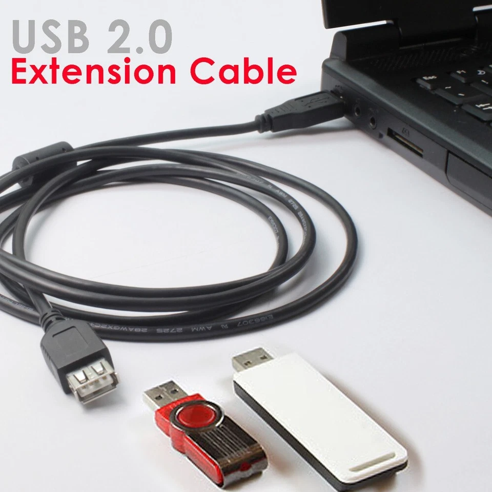 USB extension Cable, 3/6/10/15/33ft USB 2.0 Cord AM-AF for DVD Player Laptop Lot - Image 3 of 4