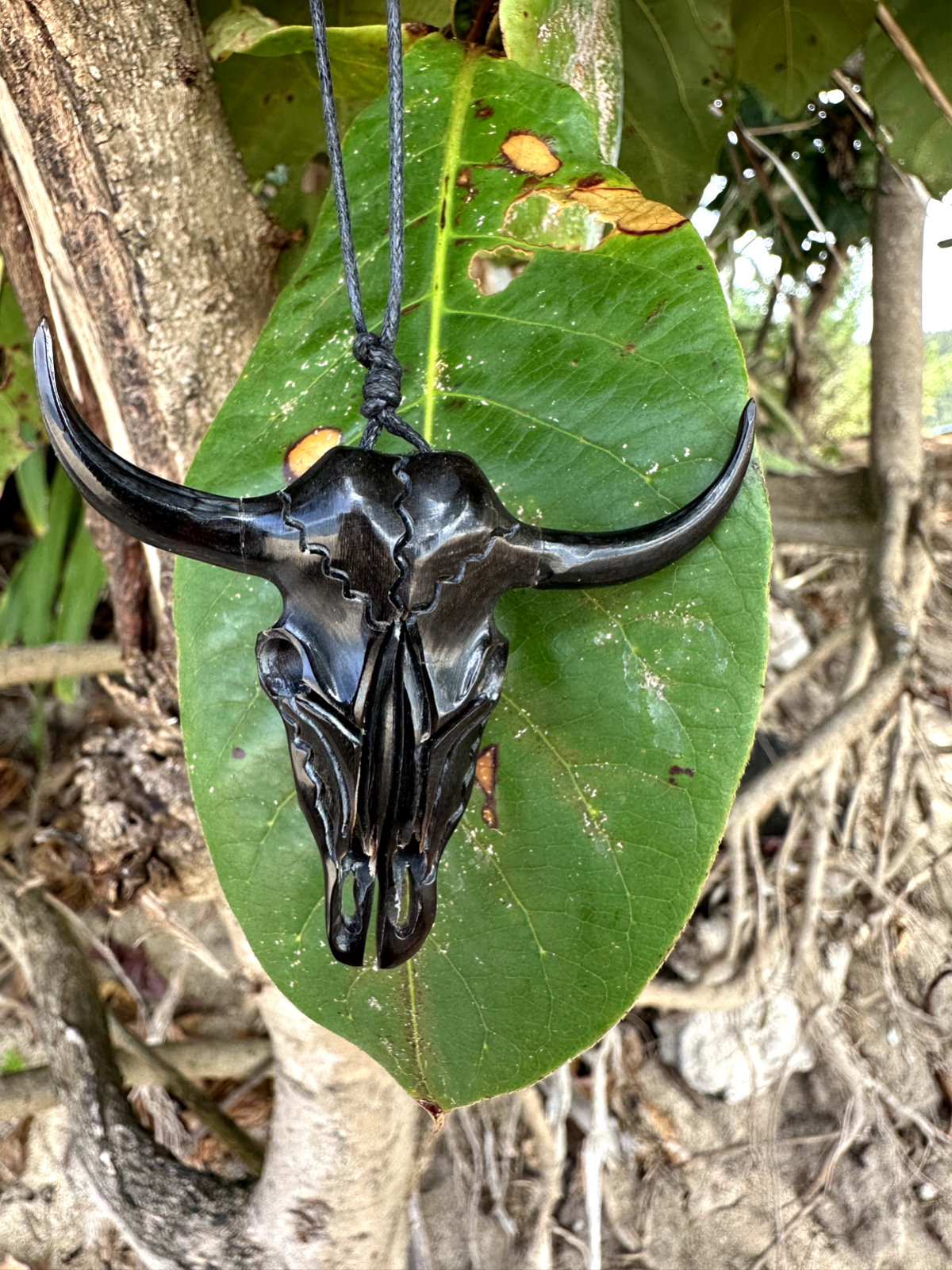 Rare buffalo skull pendant