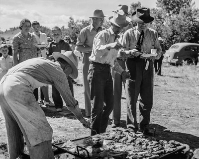 8x10 Glossy BW Art Print 1941 Stockmen s BBQ Spear's Siding, Wyola, Montana #1