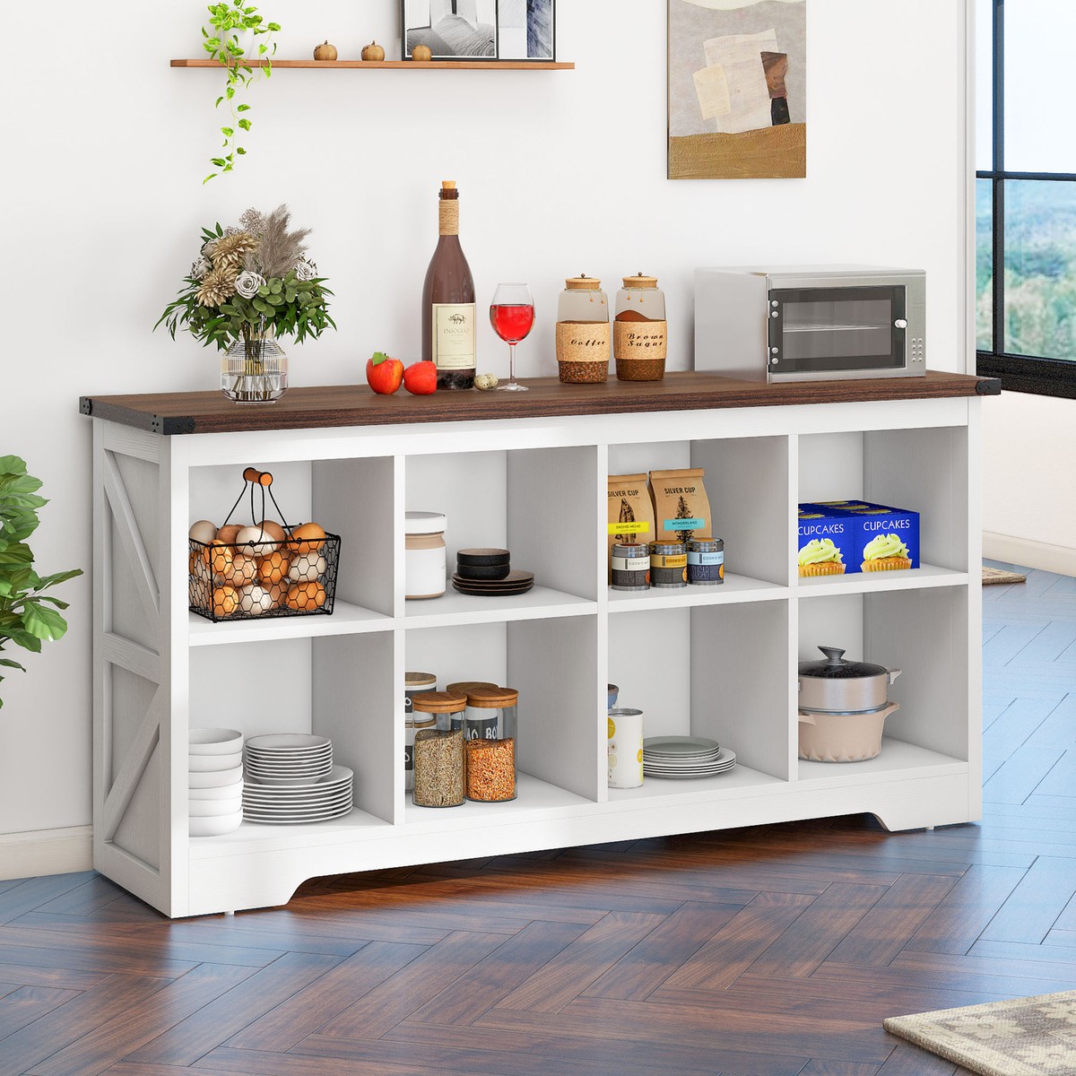 6-8 Cube Storage Organizer Bookshelf, Horizontal Bookshelf