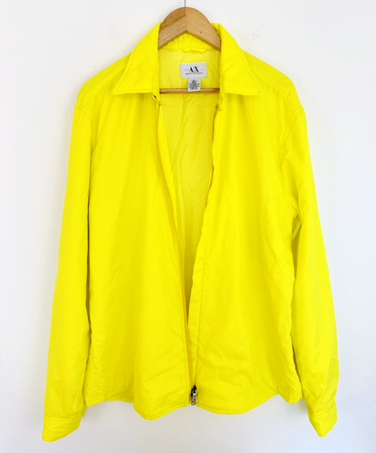 Armani Exchange Lightweight Jacket Bright Yellow Full Zip Collared Men's Sz XL