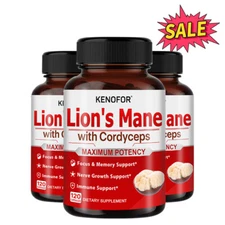 Lion's Mane with Cordyceps 10:1 Strength Extract lmmune Support 120Caps*3bottles