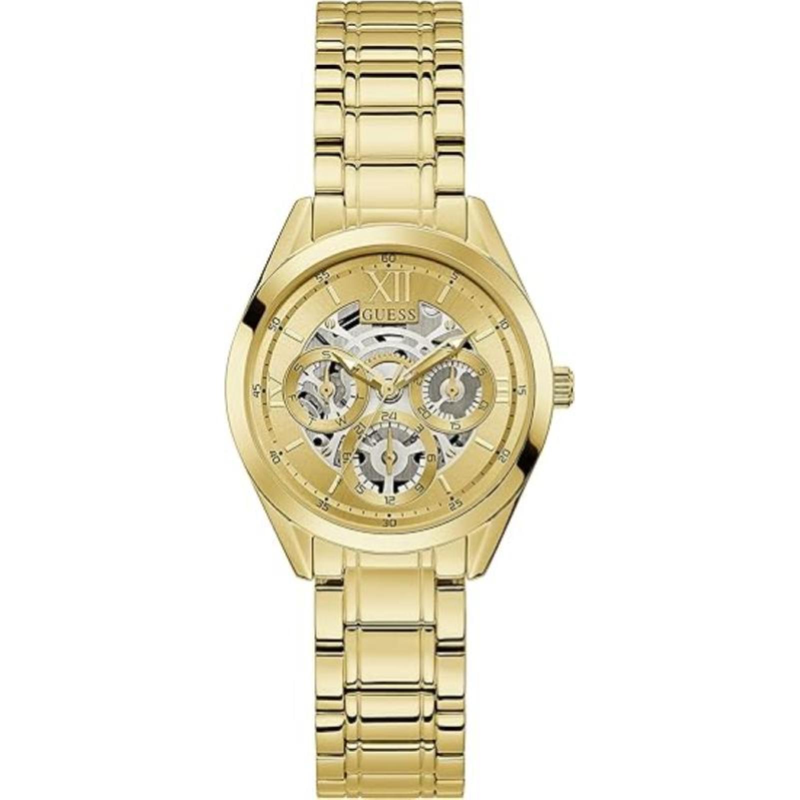 Orologio Donna Multifunzione GUESS GW0253L2 Scheletrato Cinturino Acciaio Oro