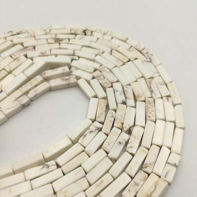 White Howlite Turquoise Rectangle Tube Beads 4x14mm 15.5'' Strand