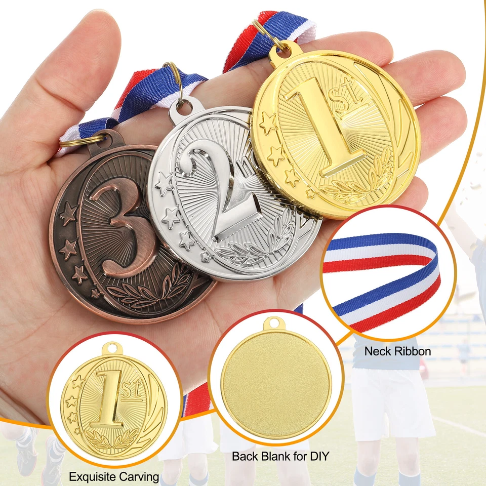 18 Pieces Gold Silver Bronze Award Medals Metal 1st 2ed 3rd Place Medals - image 3 of 4