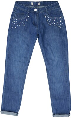 Blaue Denim Jeans für Mädchen mit glitzernden Verzierungen Kinder