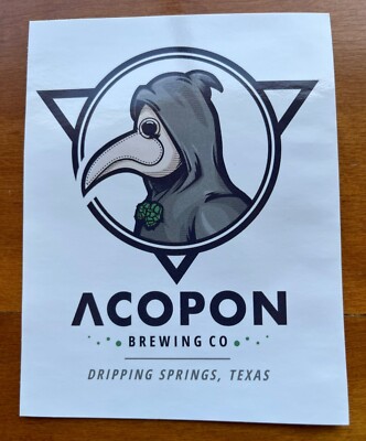 ACOPON BREWING CO Dripping Springs, Texas Sticker Decal Brewery Grim-Reaper Bird