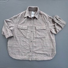 Mango Wool Oversized Shacket Size 4xl Curve Plaid Long Sleeve Overshirt Rare New