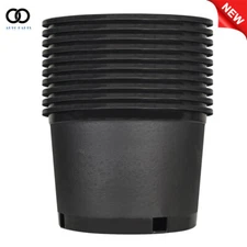2 Gallon Black Round Plastic Plant Flower Grow Pots Nursery Pots 10 Pack