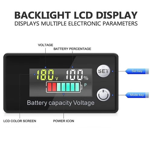 2x Farb Batterie Kapazität Monitor Messgerät DC8-100V 12/36/48V Prozent Spannungen - Bild 5 von 20