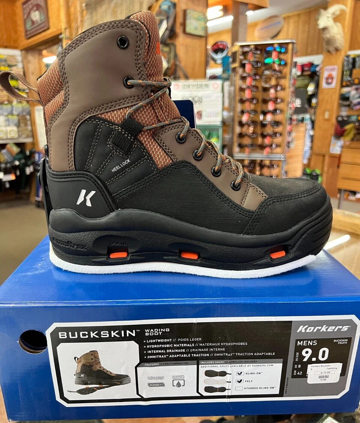 Korkers Wading Boots Buckskin Men's Size 9
