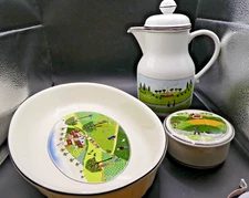 Villeroy & Boch Coffee Pot, Casserole Dish & Trinket Box Design Naif- 3 Pcs Set