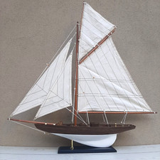 Nuovo MODELLINO VELIERO BARCA a VELA in LEGNO Lft 70 Cm. & BOMPRESSO IDEA REGALO