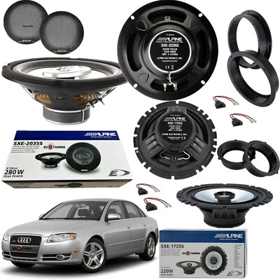 ALPINE - NO HERTZ Kit 4 Casse Altoparlanti Alpine Anteriori e Posteriori per AUDI A4 B8 da 2007-16