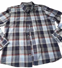 TOAD & Co BLUE Red PLAID Organic Cotton Shirt Men’s XL, Long Sleeved Checkered