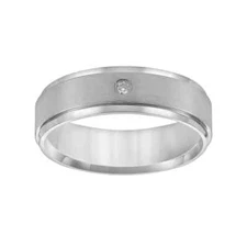Matt Finish Solid 950 Platinum, Round Cut Natural Moissanite Men's Unique Band
