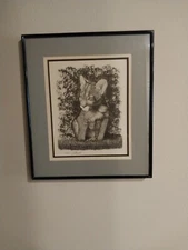 Framed Original Signed Lithograph J. Ameth #67/150 Lion Cub Cat 18"/16"