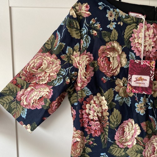 JOE BROWNS Vintage Look Cotton Stretch Floral Print Midi Dress Fully Lined UK 14 - Picture 3 of 10