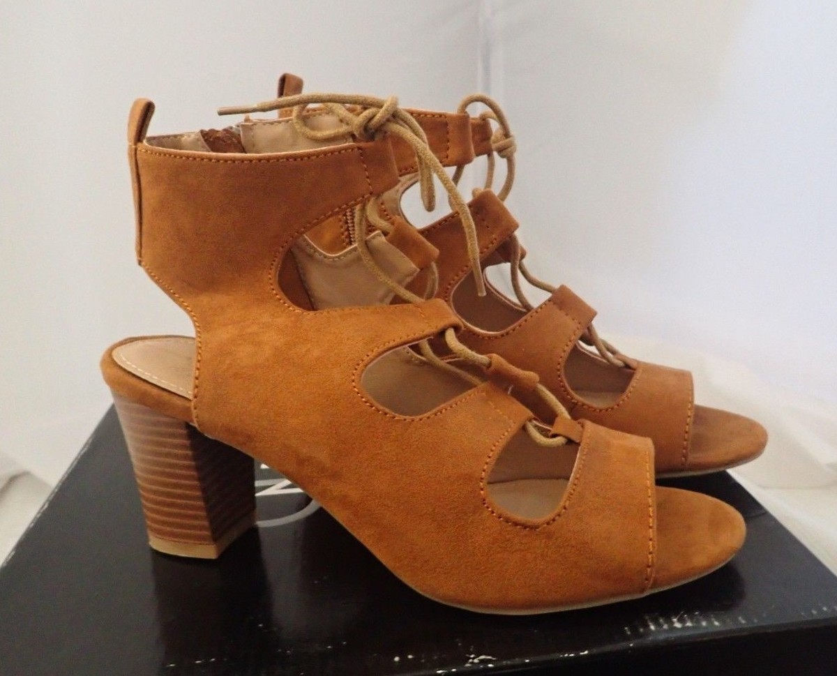 New Directions Hailey Ghillie Lace Up Sandals Women's, Cognac Size