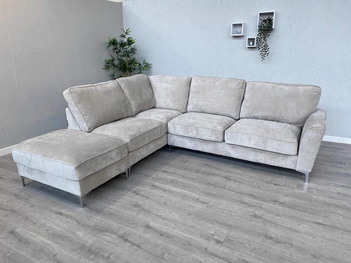 Furniture Village LEGEND Fabric Classic Back Corner Sofa Silver RRP 2495