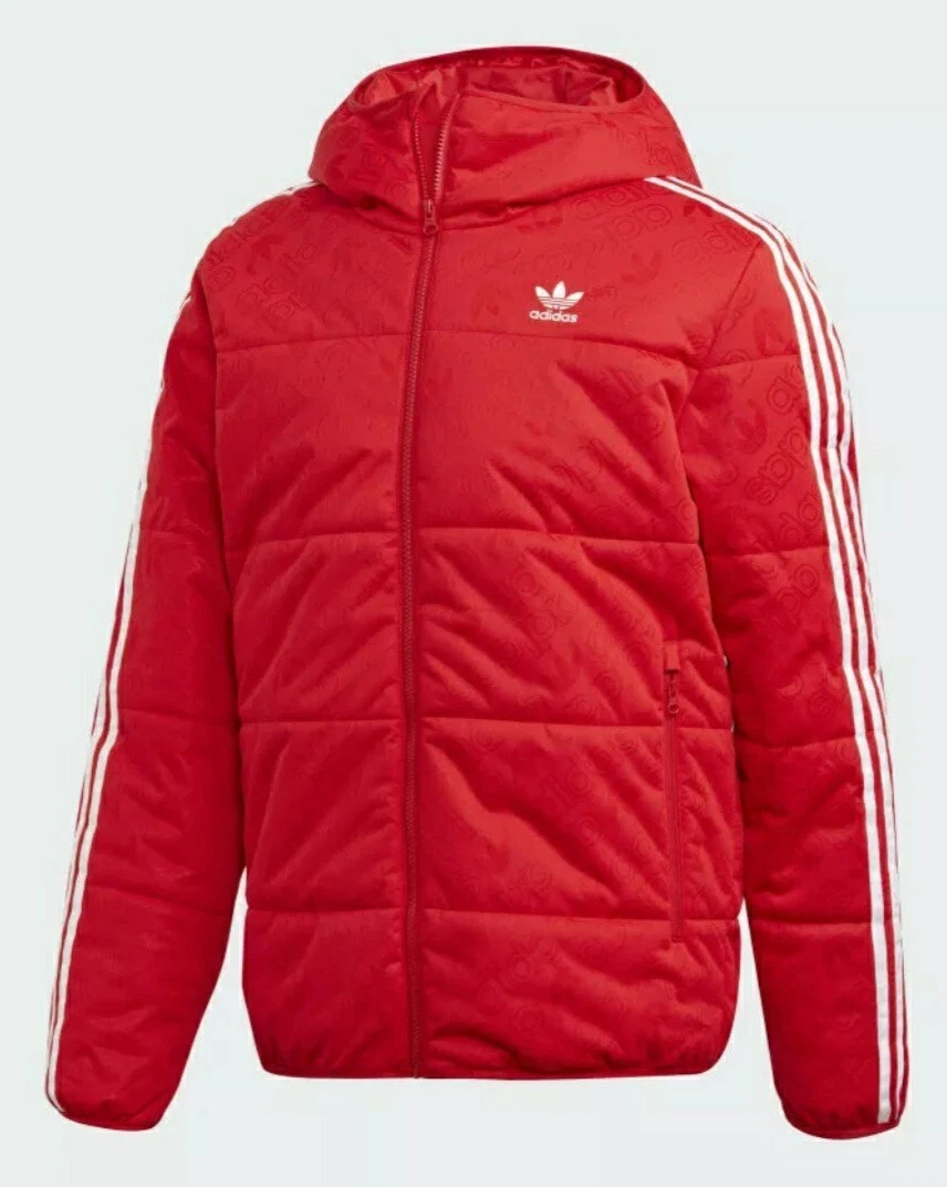 Men s Adidas Originals Red White Padded Jacket Sz Medium ED5831 eBay
