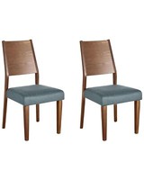 Esszimmerstuhl 2Er Set Holzgestell Dunkelbraun / Grau Hohe Lehne Retro Elmira