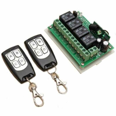 4-Kanal 200M DC 12V Wireless Funk Fernbedienung Schalter 2 Sender + Empfänger