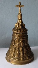 Messing ? Bronze ? Tischglocke mit Kreuz Tisch Glocke ca.1,2 kg